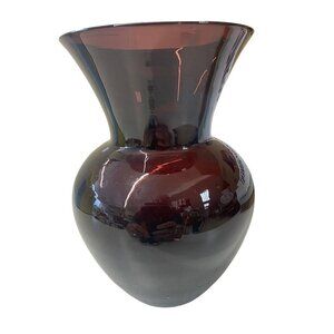 Vintage Hand-Blown Burgundy Glass Vase